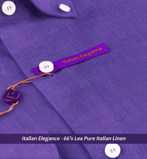 Sardinia- Amethyst Solid Linen- Button Down- 66's Lea Pure Italian Linen-Delivery from 19th June