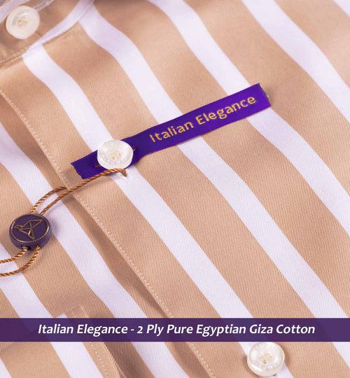 Vaughan- British Tan & White Stripe- 2 Ply Egyptian Giza Cotton