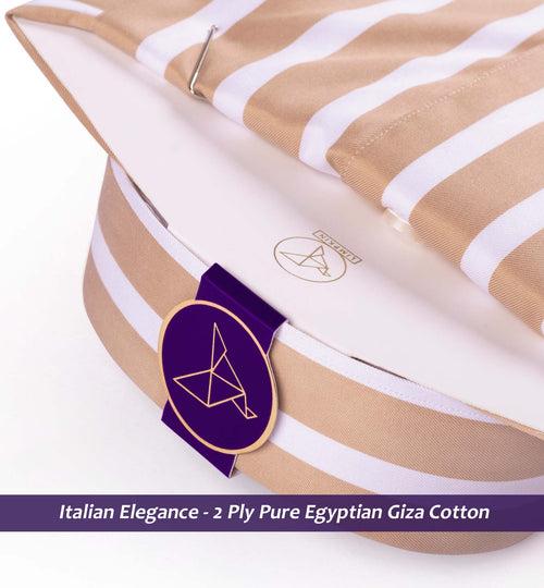 Vaughan- British Tan & White Stripe- 2 Ply Egyptian Giza Cotton