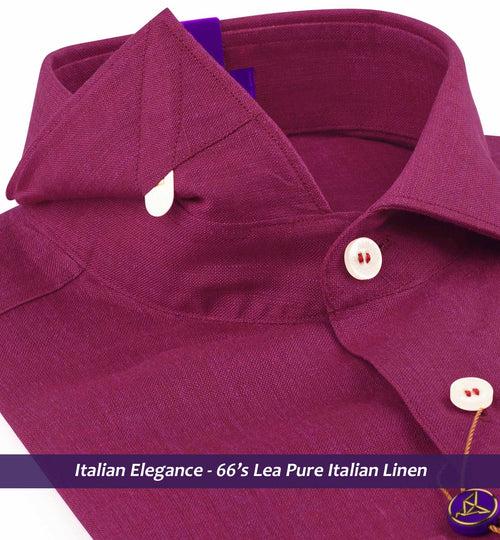 Rochelle- Magenta Solid Linen- 66's Lea Pure Italian Linen