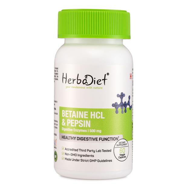 Betaine HCL + Pepsin 500mg Capsules