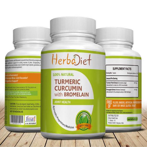 Joint Health Support | Proprietary Blend | Turmeric Curcumin with Bromelain Capsules