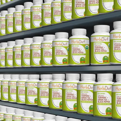 Organic Turmeric Green Tea Capsules POWERFUL Polyphenols Immune System Support