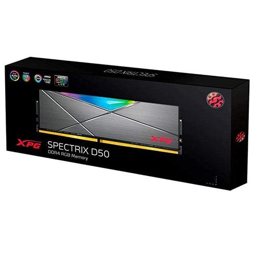 XPG ADATA SPECTRIX D50 DDR4 RGB 16GB (1x16GB) 3200MHz CL16 Desktop Memory RAM - ‎AX4U3000716G16A-ST50