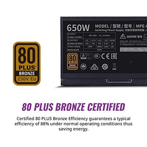 Cooler Master MWE 650 Bronze V2 230v, 80 Plus Bronze Certified, Non-Modular Power Supply – Black