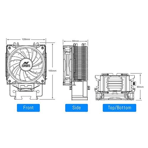 Ant Esports ICE-C612 with RGB CPU Cooler/Fan Support Intel LGA775, LGA1200, LGA1150, LGA1151, LGA1155, LGA1156, LGA2066, LGA2011-v3, LGA2011, LGA1366 and AMD FM1, FM2, FM2+, AM2, AM2+, AM3, AM3+, AM4