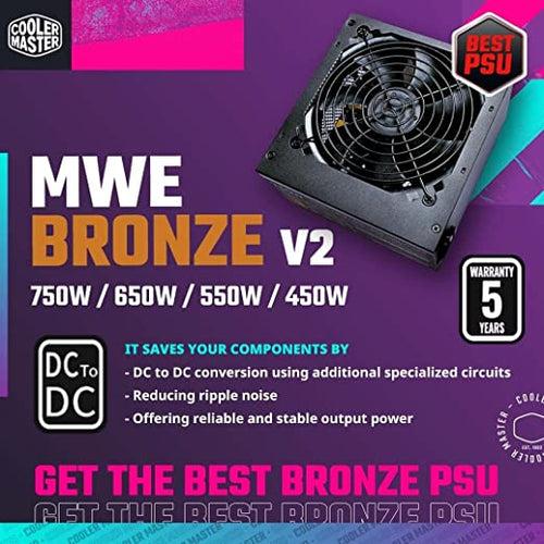 Cooler Master MWE 650 Bronze V2 230v, 80 Plus Bronze Certified, Non-Modular Power Supply – Black