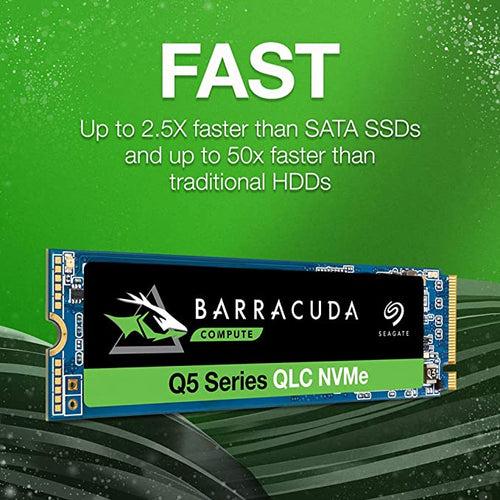Seagate Barracuda Q5 SSD 500GB/2TB up to 2400 MB/s - Internal M.2 NVMe PCIe Gen3 ×4, 3D QLC for Desktop or Laptop, 1-Year Rescue Services (ZP500CV3A001)
