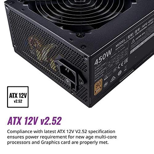 Cooler Master MWE 450 Bronze V2 230v, 80 Plus Bronze Certified, Non-Modular Power Supply (Black)