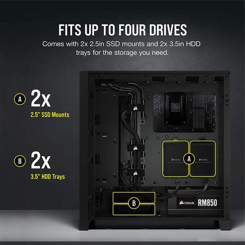 Corsair Tempered Glass, Alloy Steel 4000D Airflow Tempered Glass Mid-Tower ATX Case, Black (CC-9011200-WW)