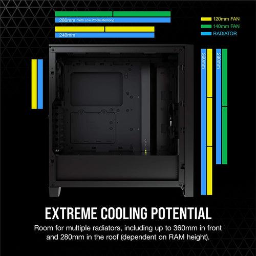 Corsair Tempered Glass, Alloy Steel 4000D Airflow Tempered Glass Mid-Tower ATX Case, Black (CC-9011200-WW)