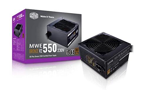 Cooler Master MWE 550 Bronze V2 230v, 80 Plus Bronze Certified, Non-Modular Power Supply – Black