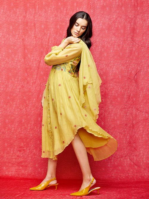 Rose Yellow Embroidered Tunic