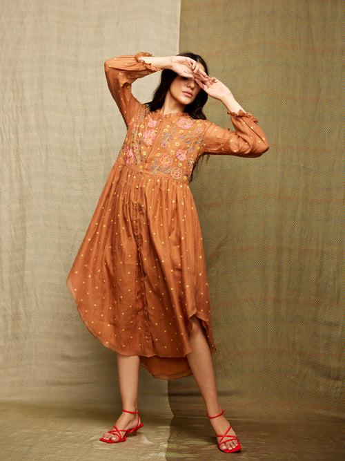 Rose Brown Embroidered Tunic