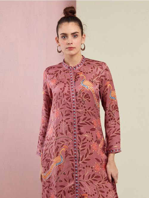 Morbagh Rose Big Peacock Printed Kurta