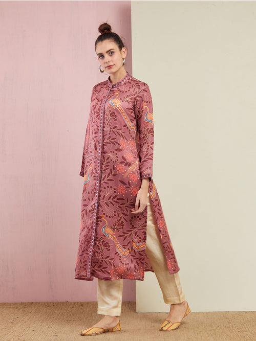 Morbagh Rose Big Peacock Printed Kurta