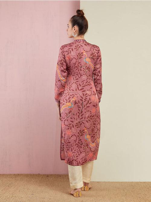 Morbagh Rose Big Peacock Printed Kurta