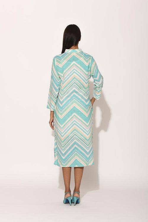 Dots Turquoise Chevron Dress