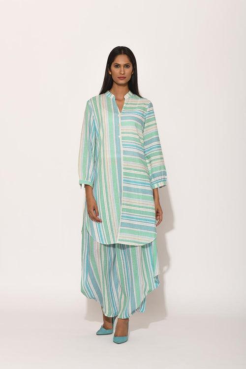 Dots Turquoise Striped Tunic