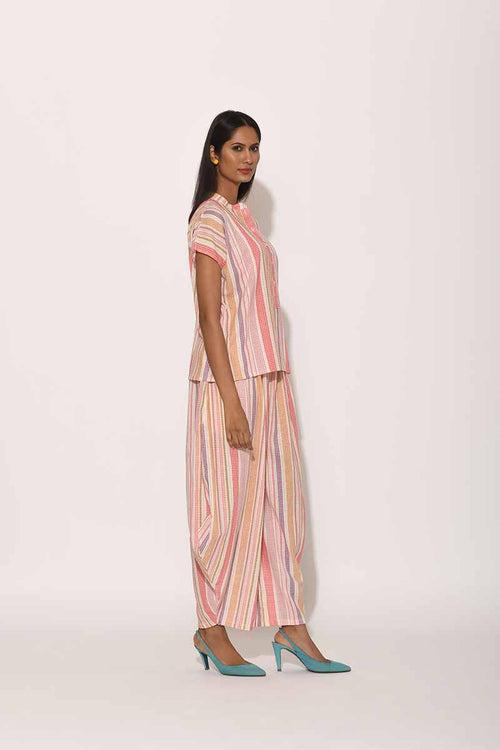 Dots Pink Striped Drape Pants