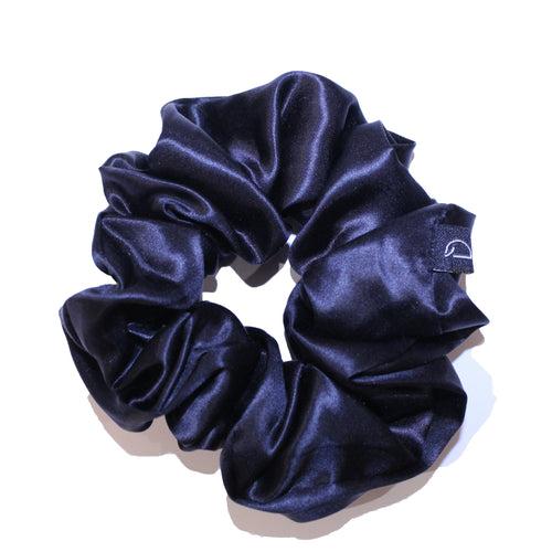 Noir Black Large Pure Silk Scrunchies (Set of two)