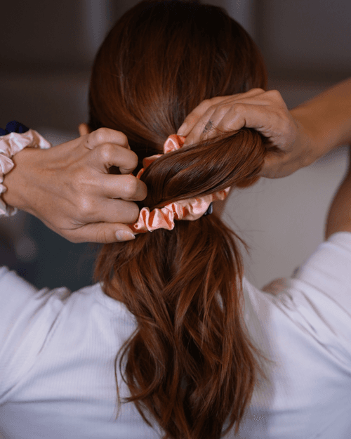 Dark Rose Gold Pure Silk Scrunchies (Set of three)