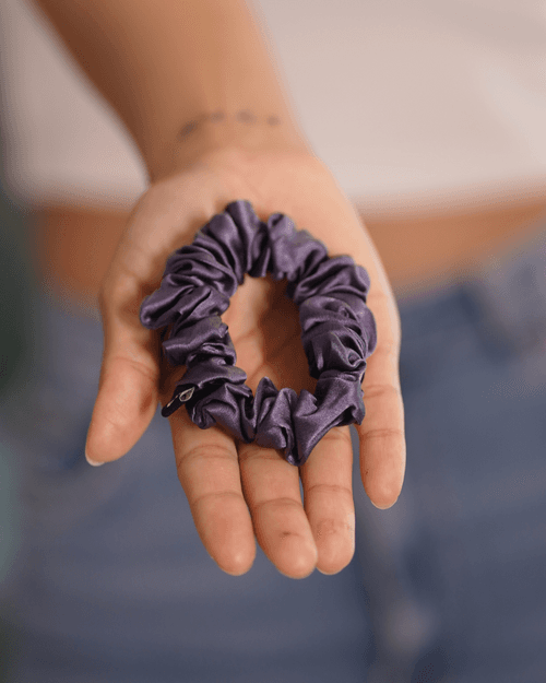 Charcoal Grey Pure Silk Scrunchies (Set of three)