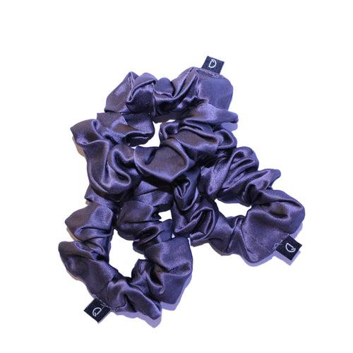 Charcoal Grey Pure Silk Scrunchies (Set of three)