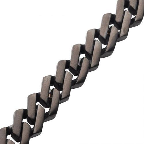 Gunmetal Silver Tone Stainless Steel 10mm Matte Finish Diamond Cut Cuban Link Bracelet