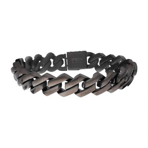 Gunmetal Silver Tone Stainless Steel 10mm Matte Finish Diamond Cut Cuban Link Bracelet