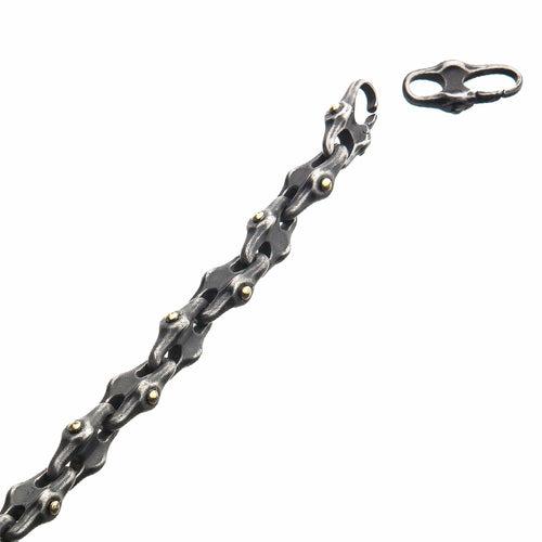 Silver Tone Stainless Steel Antique Finish Cortes Collection Mariner Chain Bracelet