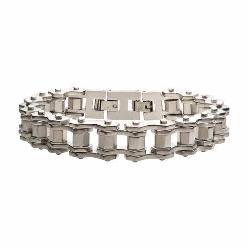 Silver Tone Stainless Steel Motorcycle Chain Bracelet