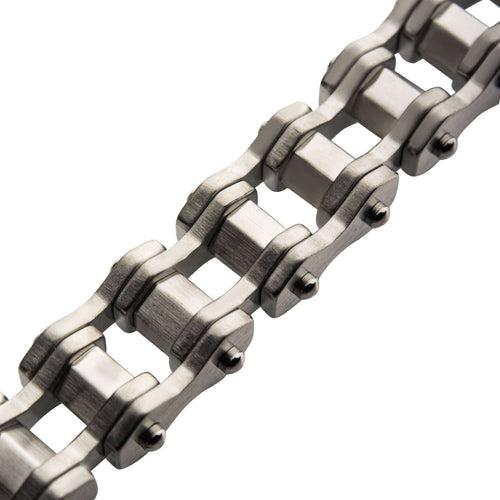 Silver Tone Stainless Steel Motorcycle Chain Bracelet