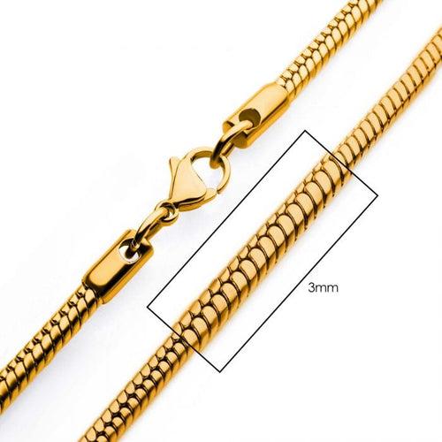 18K Gold Plated Stainless Steel 3mm Rattail Chain