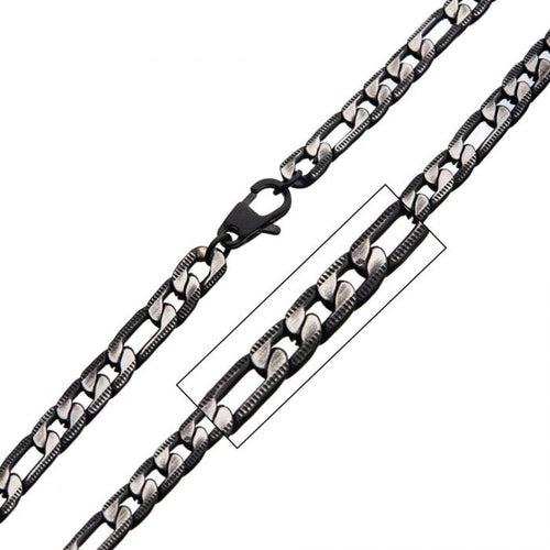 Gunmetal Tone Stainless Steel Figaro Chain