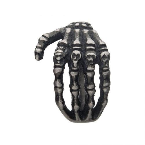 Antiqued Silver Tone Stainless Steel Skeleton Head Ring