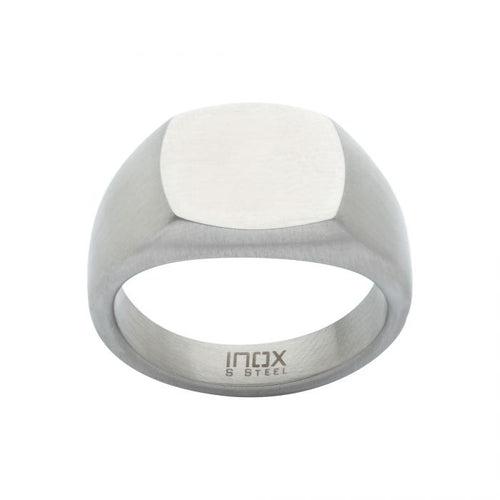 Silver Tone Stainless Steel Signet Pinky Finger Ring