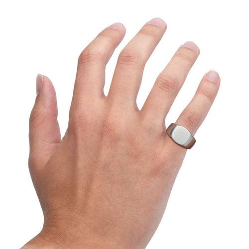 Silver Tone Stainless Steel Signet Pinky Finger Ring
