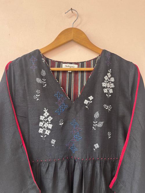 Floral Embroidery V neck kurta