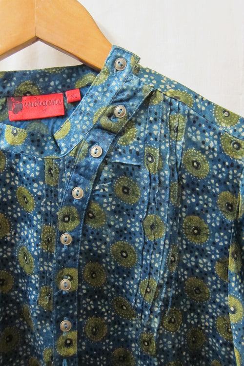 Ajrakh printed side button shirt