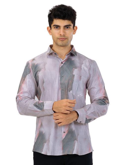 Marble Print Grey And Pink Shirt