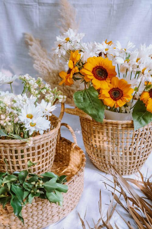 Reed Straw Basket Set