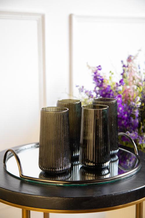 Black Fluted Highball Glasses