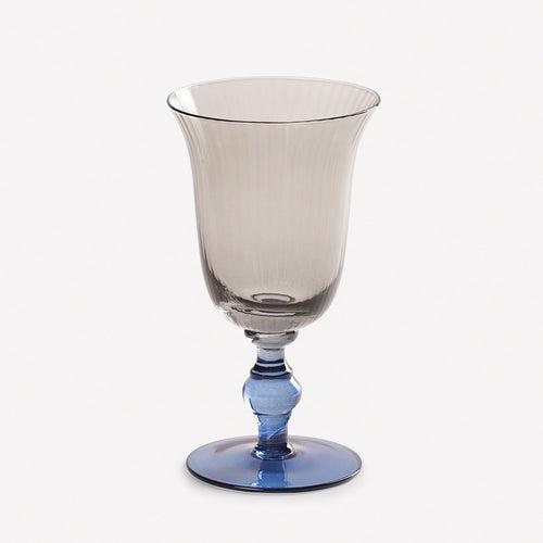 Set of 2 Blue & Grey Cobaltine Ribbed Texture Wine Glasses