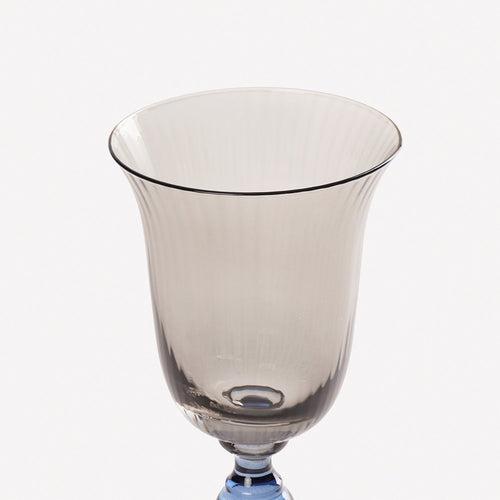 Set of 2 Blue & Grey Cobaltine Ribbed Texture Wine Glasses