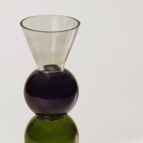 Multicoloured Emergio Three Tone Geometric Glass Vase - Small