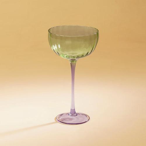 Set of 2 Green & Purple Grapevine Ombre Champagne Coupes