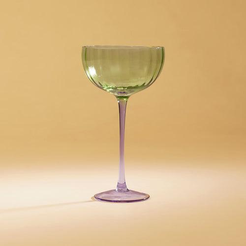 Set of 2 Green & Purple Grapevine Ombre Champagne Coupes