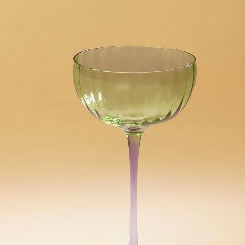 Set of 2 Green & Purple Grapevine Ombre Champagne Coupes