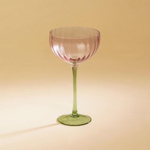 Set of 2 Green & Plum Ombre Champagne Coupes